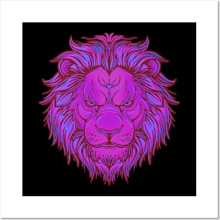 Pink lion head Posters and Art